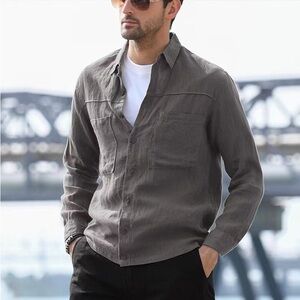 Men's Charcoal Button-Down Shirt